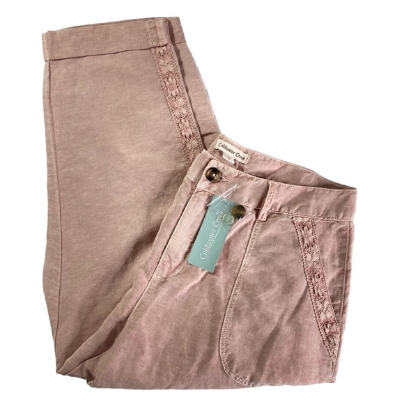 Coldwater Creek NWT Pale Mauve Lace Trim Cuffed Ankle Pant - Size 10 - Picture 2 of 16